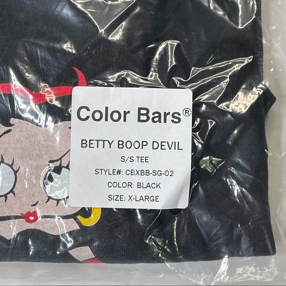 Betty Boop Devil Color Bars Mens Black XL Size Graphic T-Shirt - Picture 5 of 5